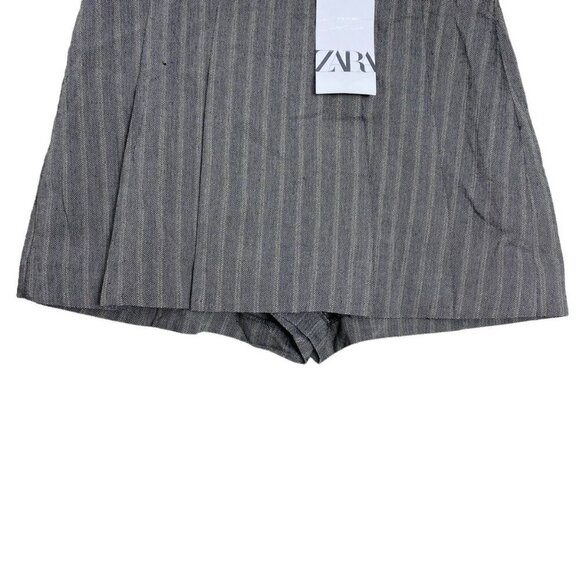 Zara Grey Striped Printed Pleated Mini Suit Short Size Small NWT - Picture 8 of 16